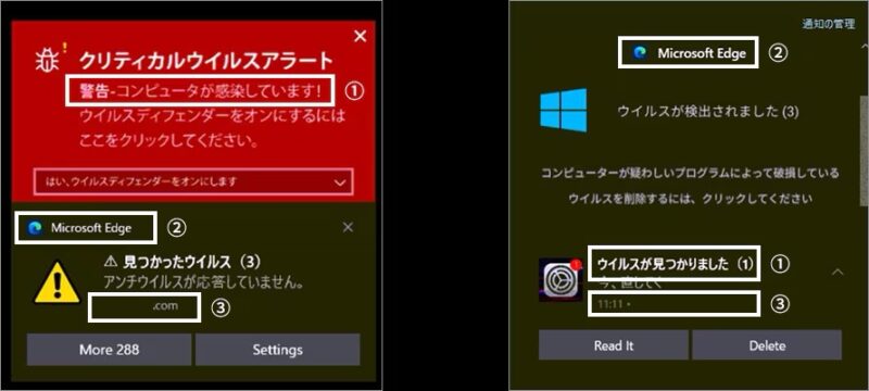 偽物のポップアップ通知に共通する3つの特徴
